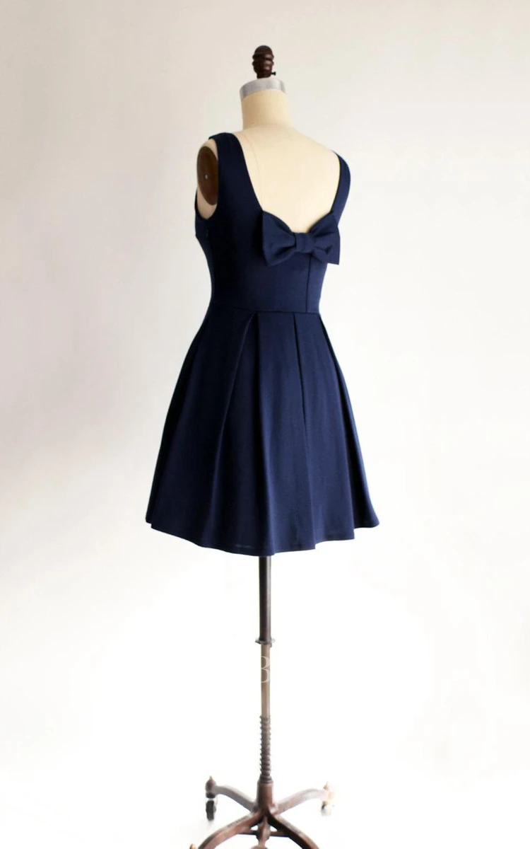Vintage Inspired Cocktail Bridesmaid Dress With Bow