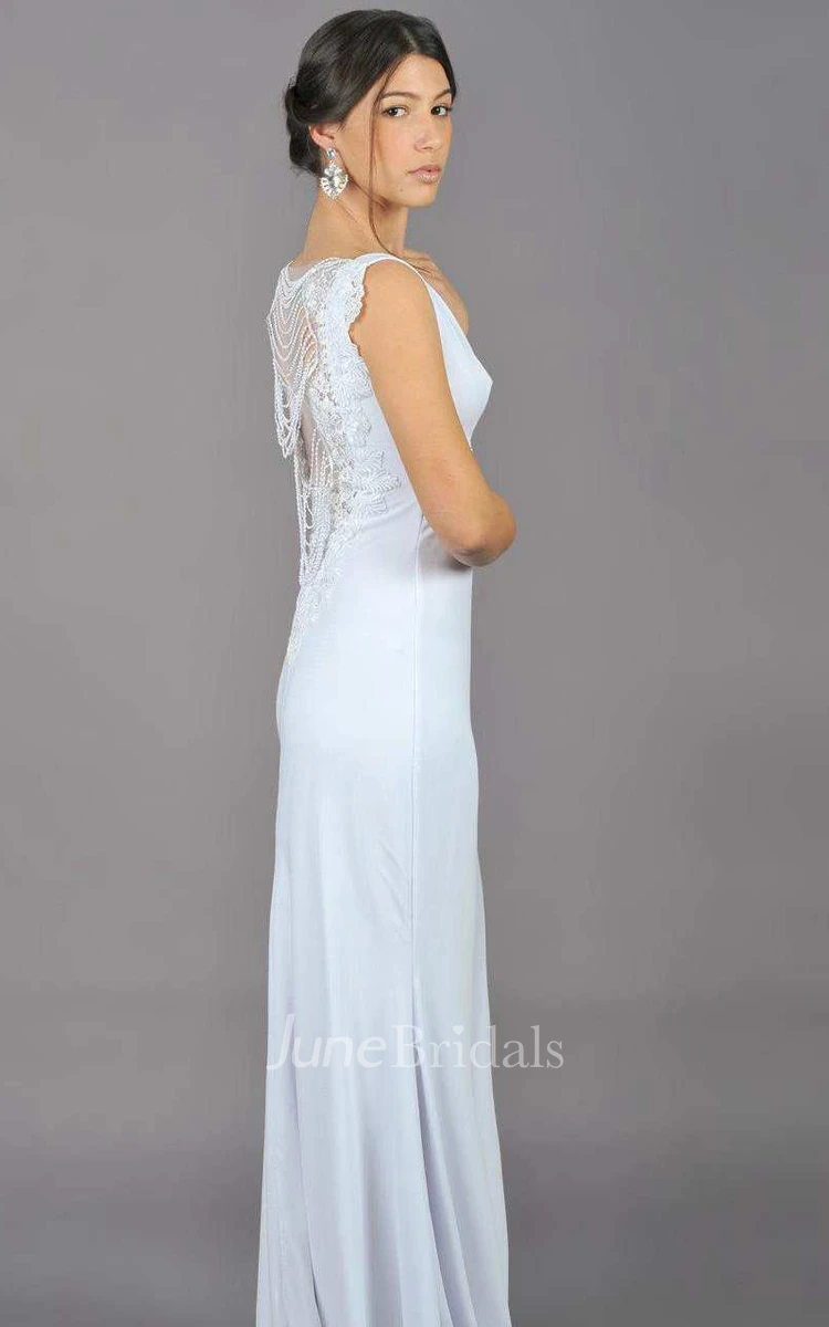 Floor-Length Chiffon Lace Wedding Dress
