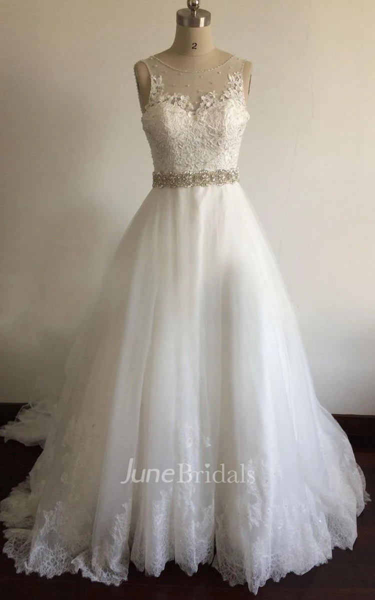 Ball Gown Tulle Lace Dress With Beading Sequins Appliques