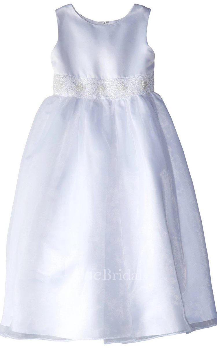 Sleeveless A-line Dress With Beadings and Bow