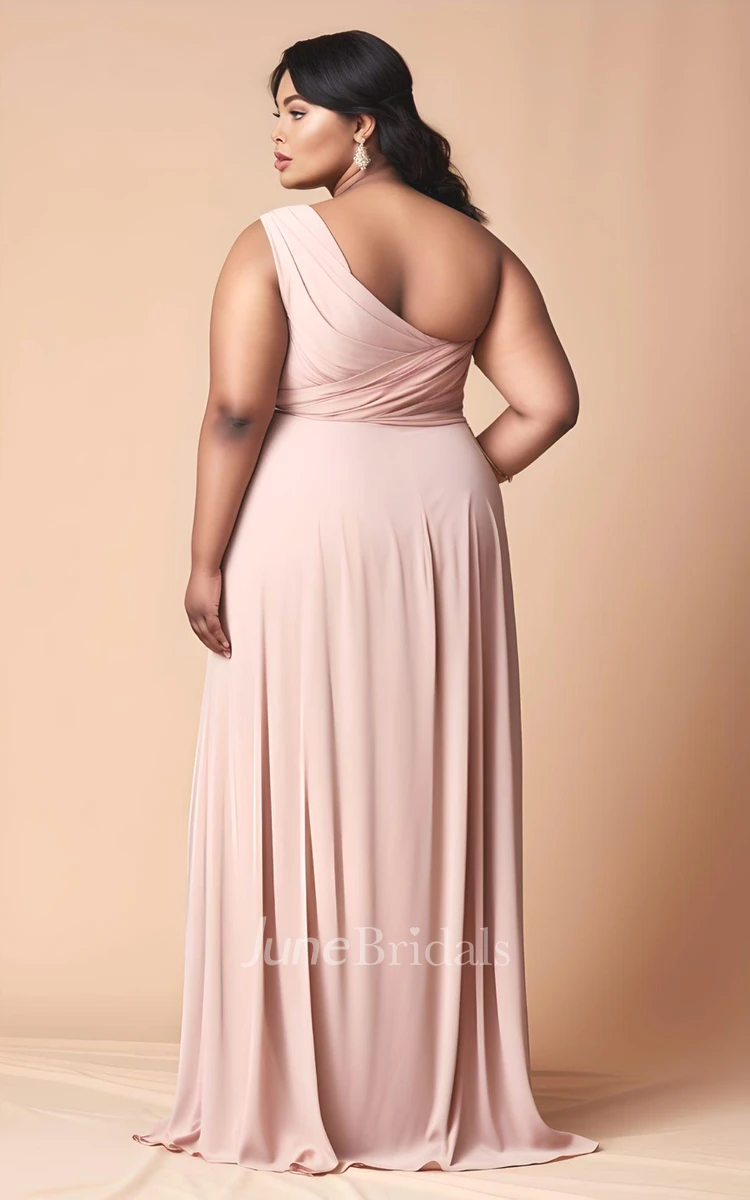 A-Line 2024 Plus Size Sleeveless Chiffon Bridesmaid Dress Simple Casual Sexy Ethereal Modern Floor-length