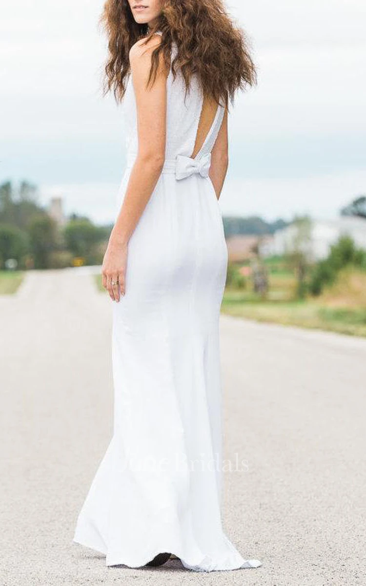 Sequins And Open Back Wedding With Detachable Train 34In Bust Dress
