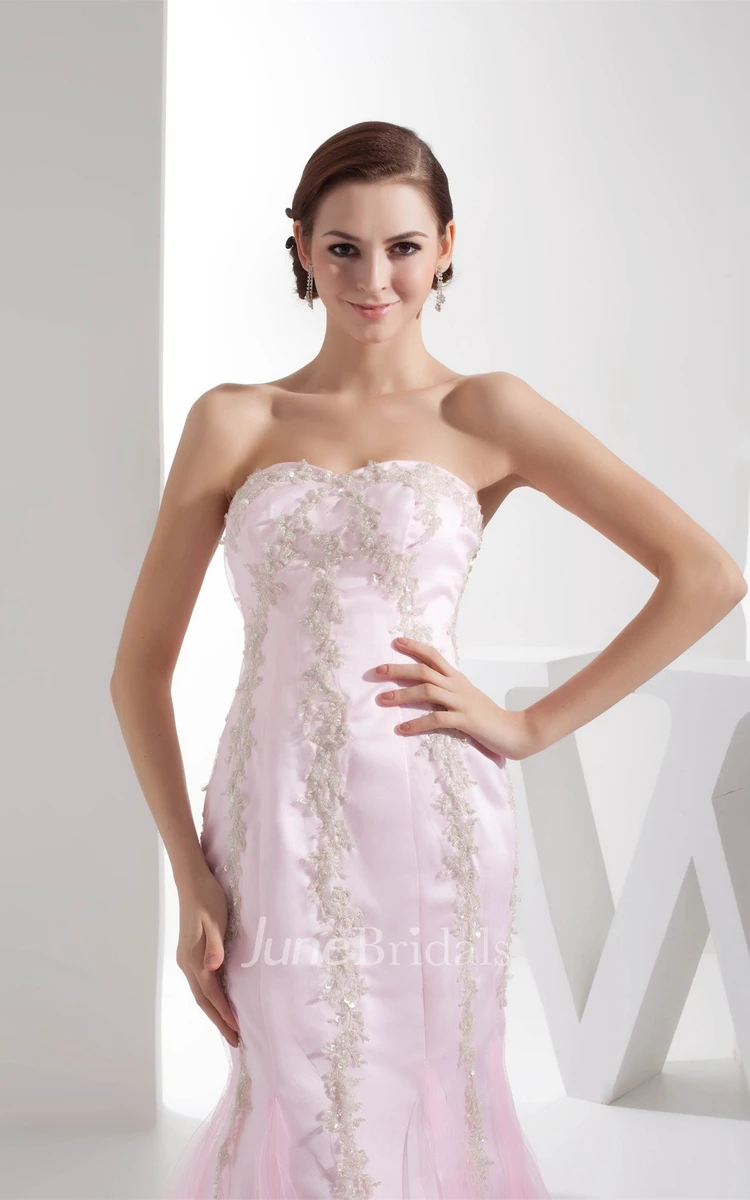 Sweetheart Column Dress with Appliques and Crystal Detailing