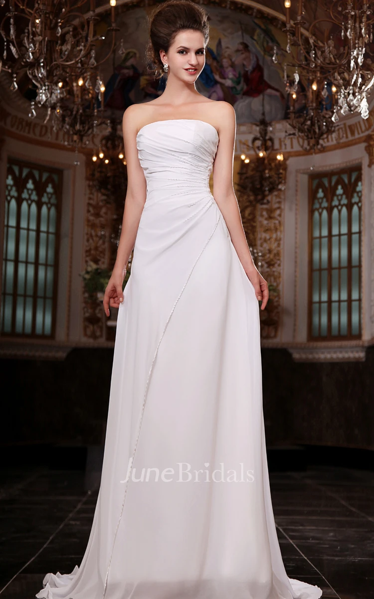 Bust Fabulous Dropping Strapless Chiffon Ruched Side Gown