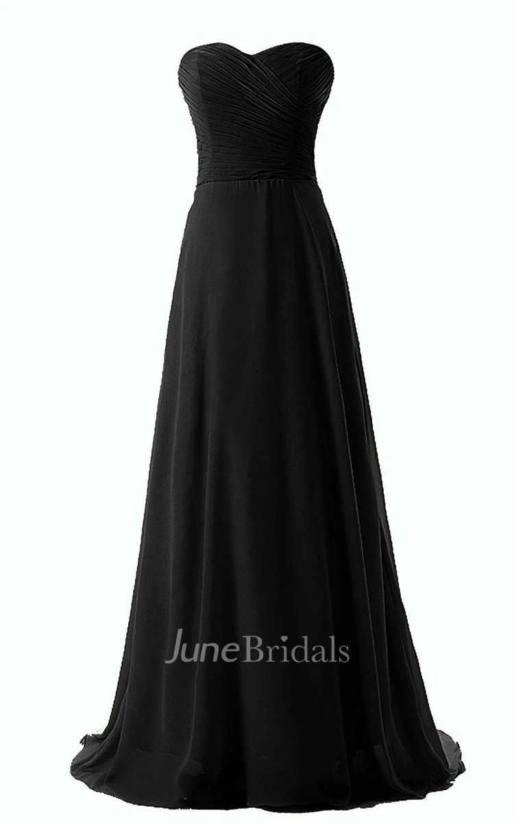 Sweetheart A-line Chiffon Gown With Criss-cross Ruching