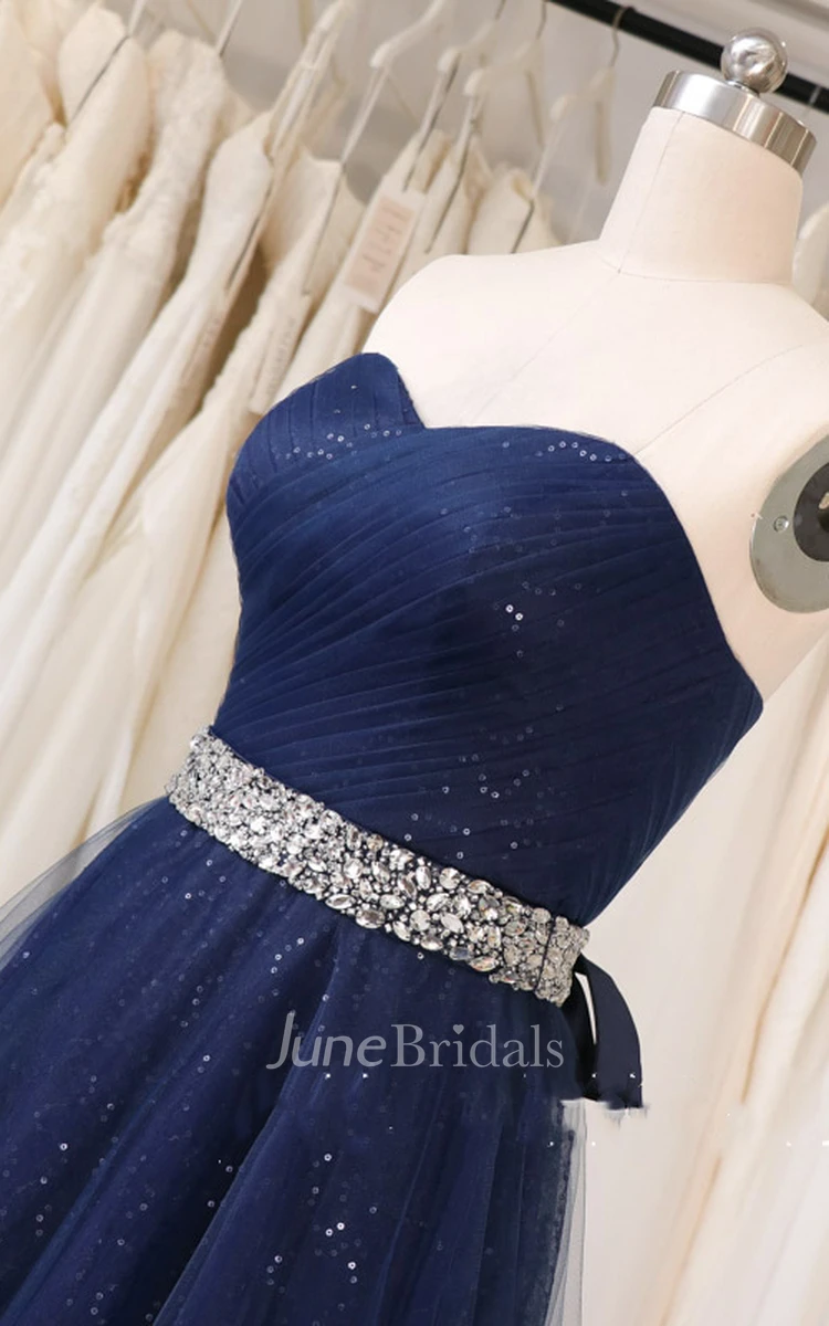 Elegant Ball Gown Tulle Prom Dress with Sash and Corset Back