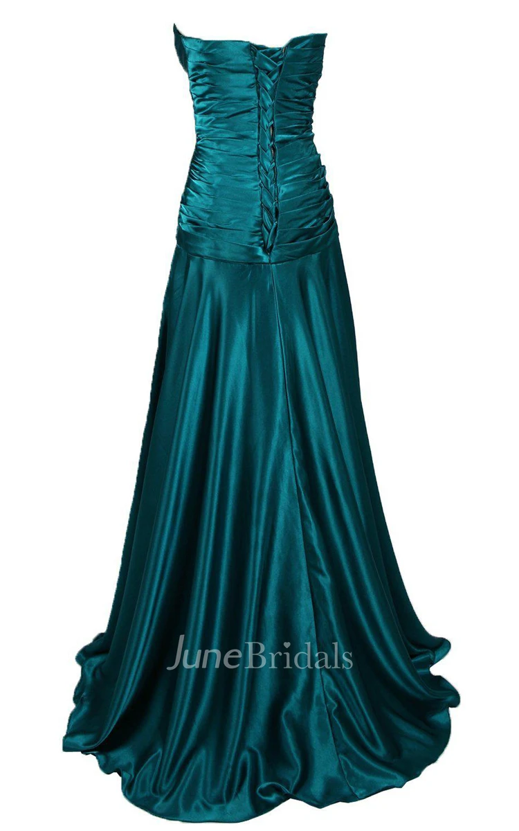 Strapless A-line Gown With Ruching and V-cut Detail