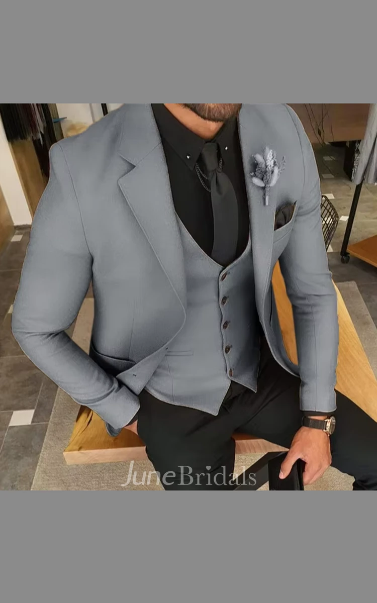 Comfort Refined Notch Lapel Three-Piece Men's Wedding Suits Timeless Stylish Groom Tuxedo Slim Fitted Suits Blazer Jacket Vest Pants