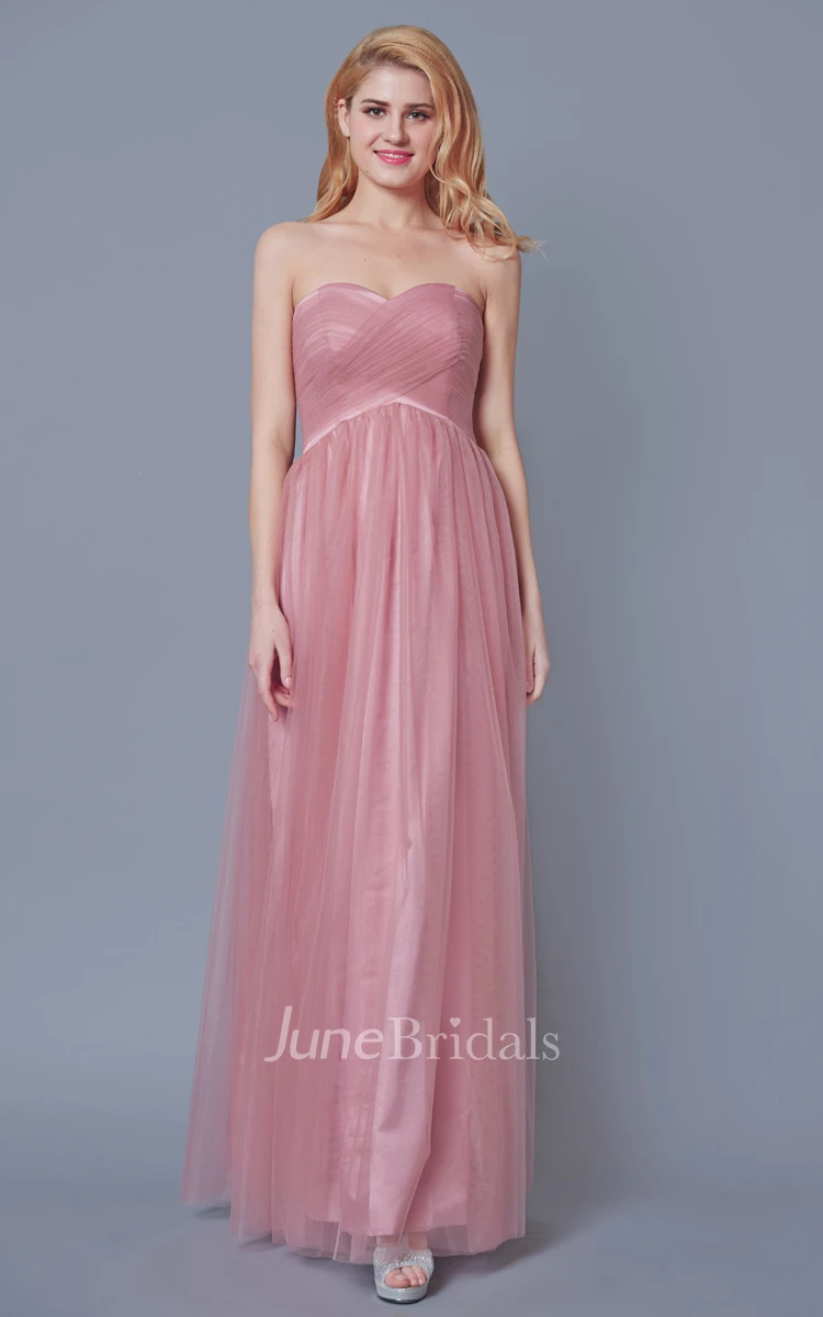 Charming Sleeveless A-line Tule Gown With Ruching