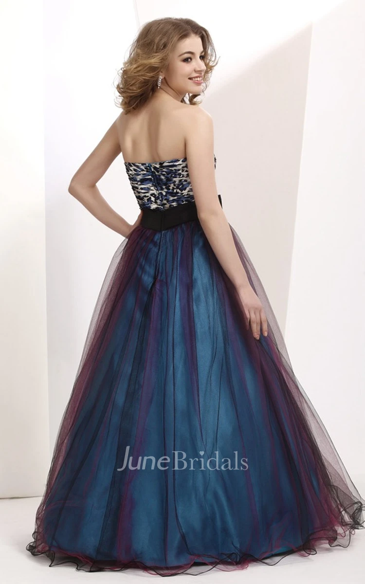 A-Line Sweetheart Ball Gown With Printed Bodice