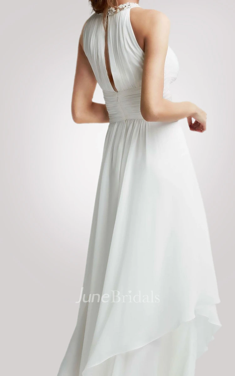 Jewel Neck A-line Chiffon Wedding Dress