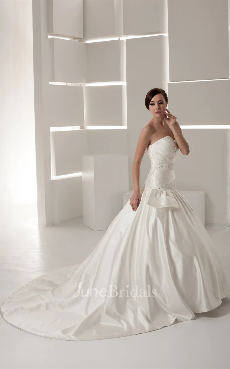 Sweetheart Satin Ball Gown with Pleats and Rhinestone