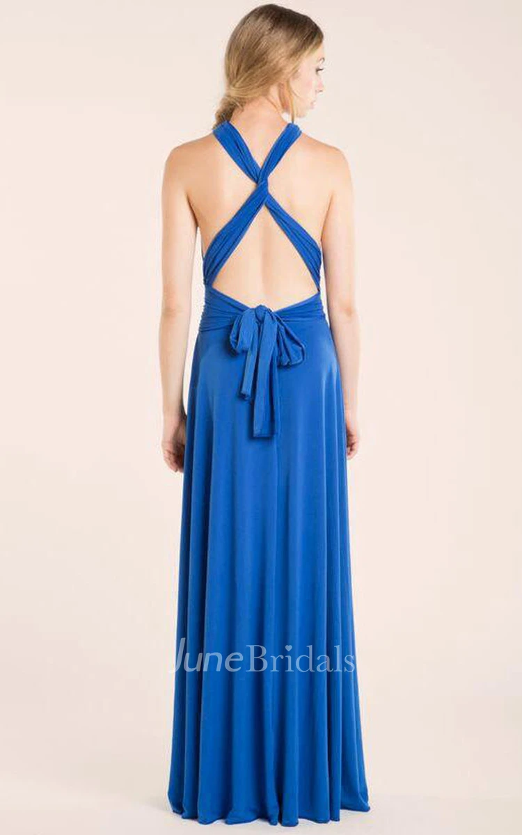 Floor-length Jersey&Satin Dress