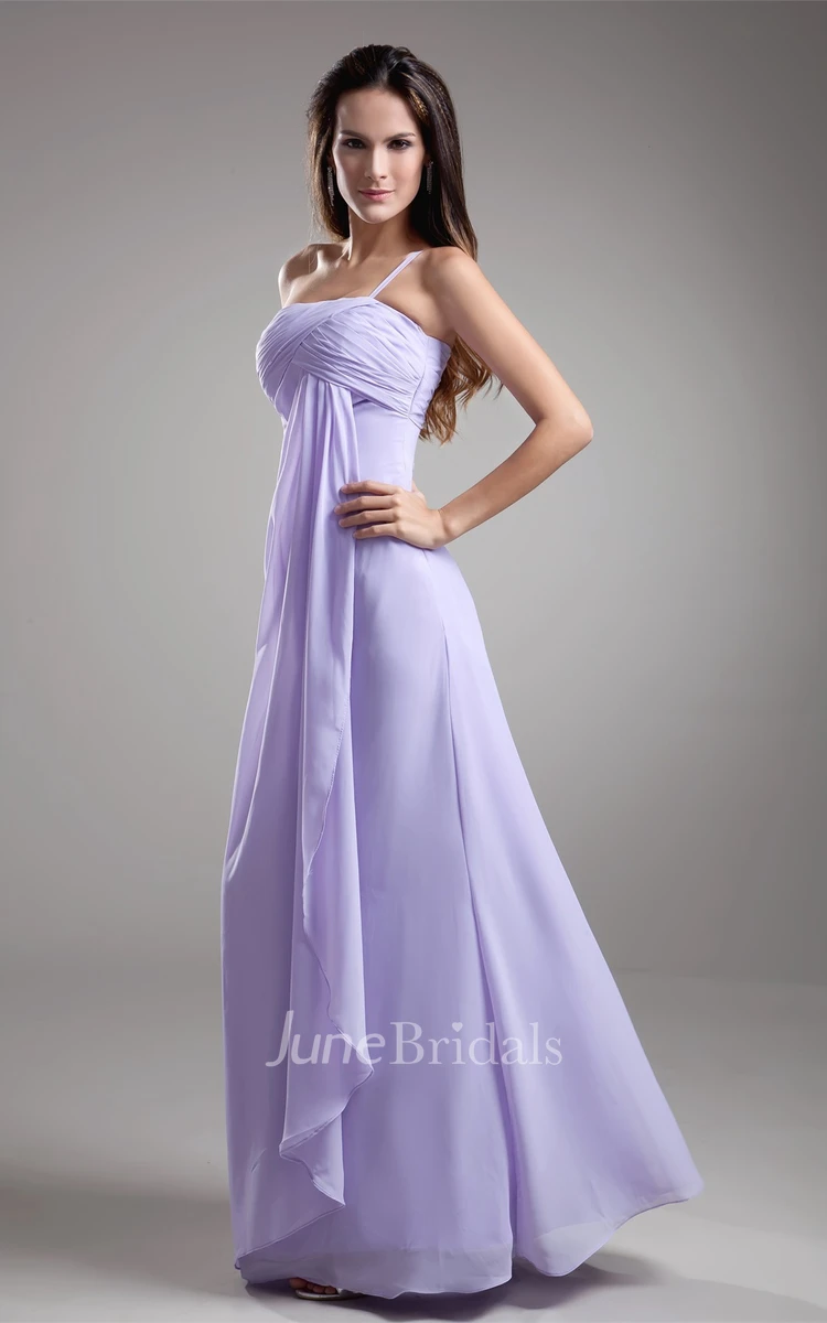 Strapless Chiffon Draped Maxi Dress with Ruching