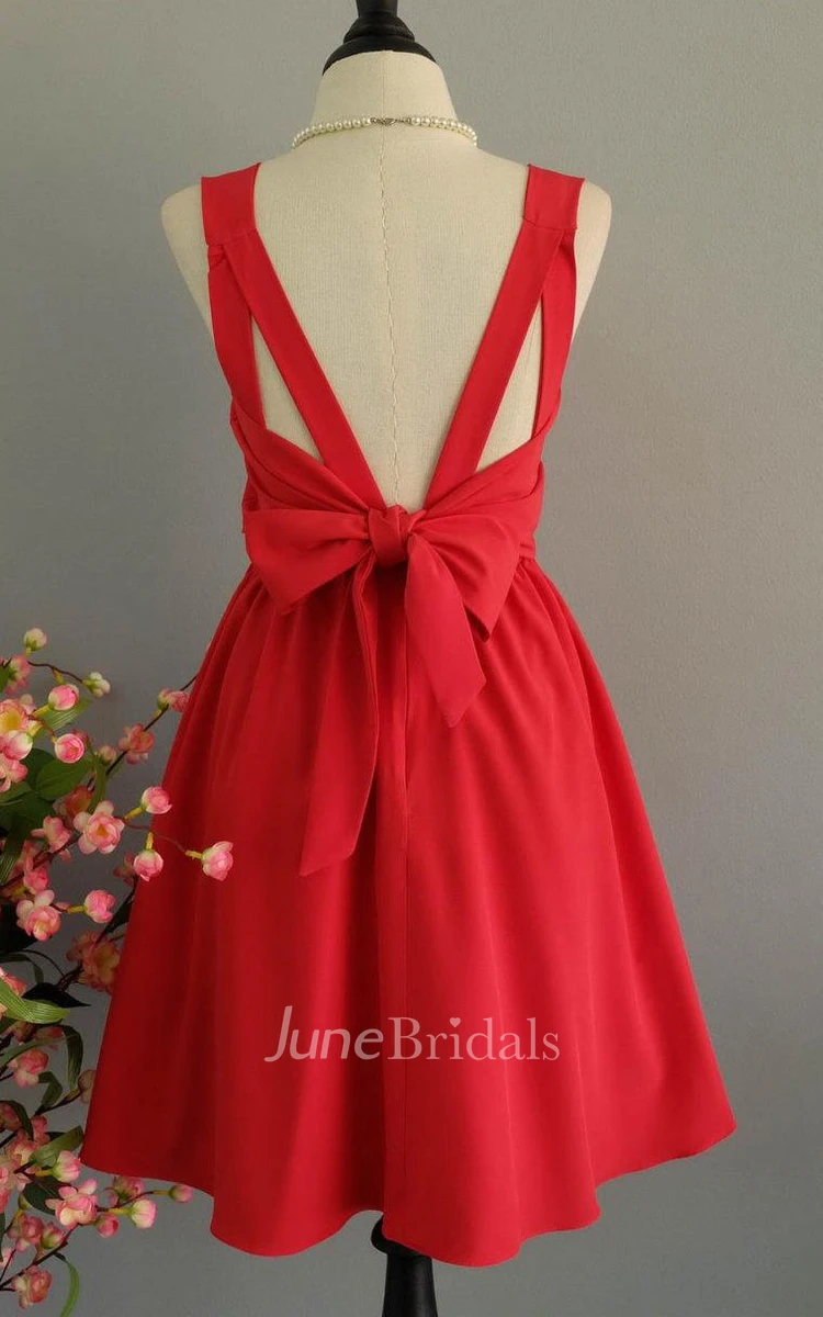 Red Backless Dress With Low-V Back