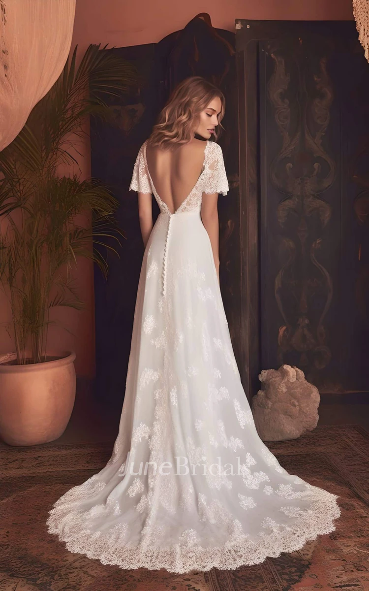 2023 A-Line Lace Sleeveless Wedding Dress Spaghetti Off-the