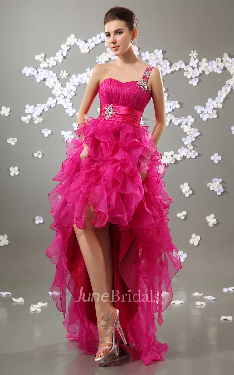 Lovely Organza Dress With Crystal Detailing And Ruffled Skirt