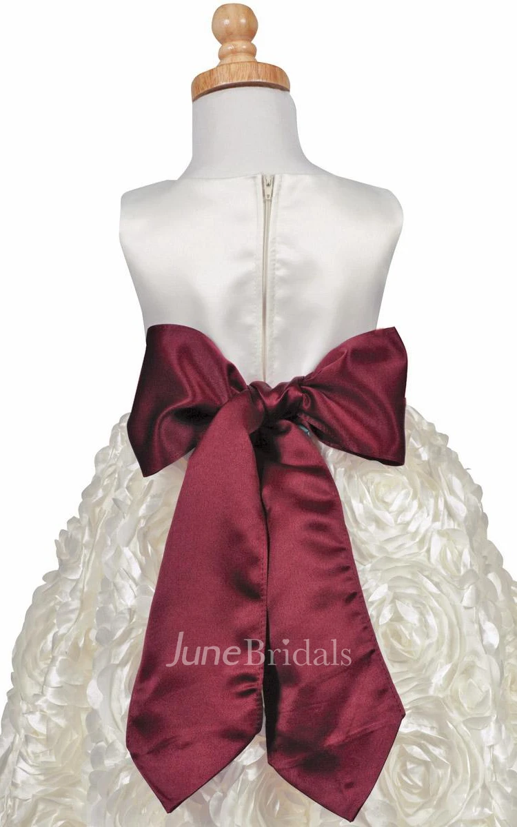 Tiered Satin Flower Girl Dress Tea-Length