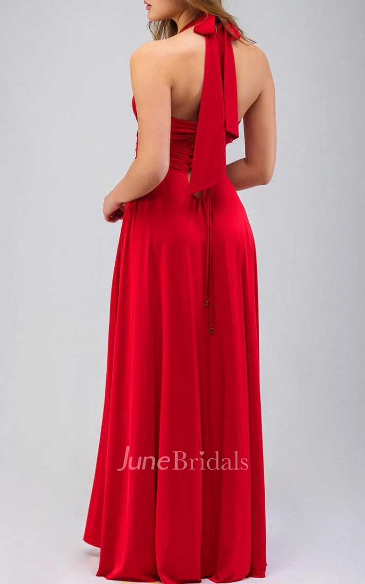 Red Evening Long Sexy Open Back Party Floor Length Dress