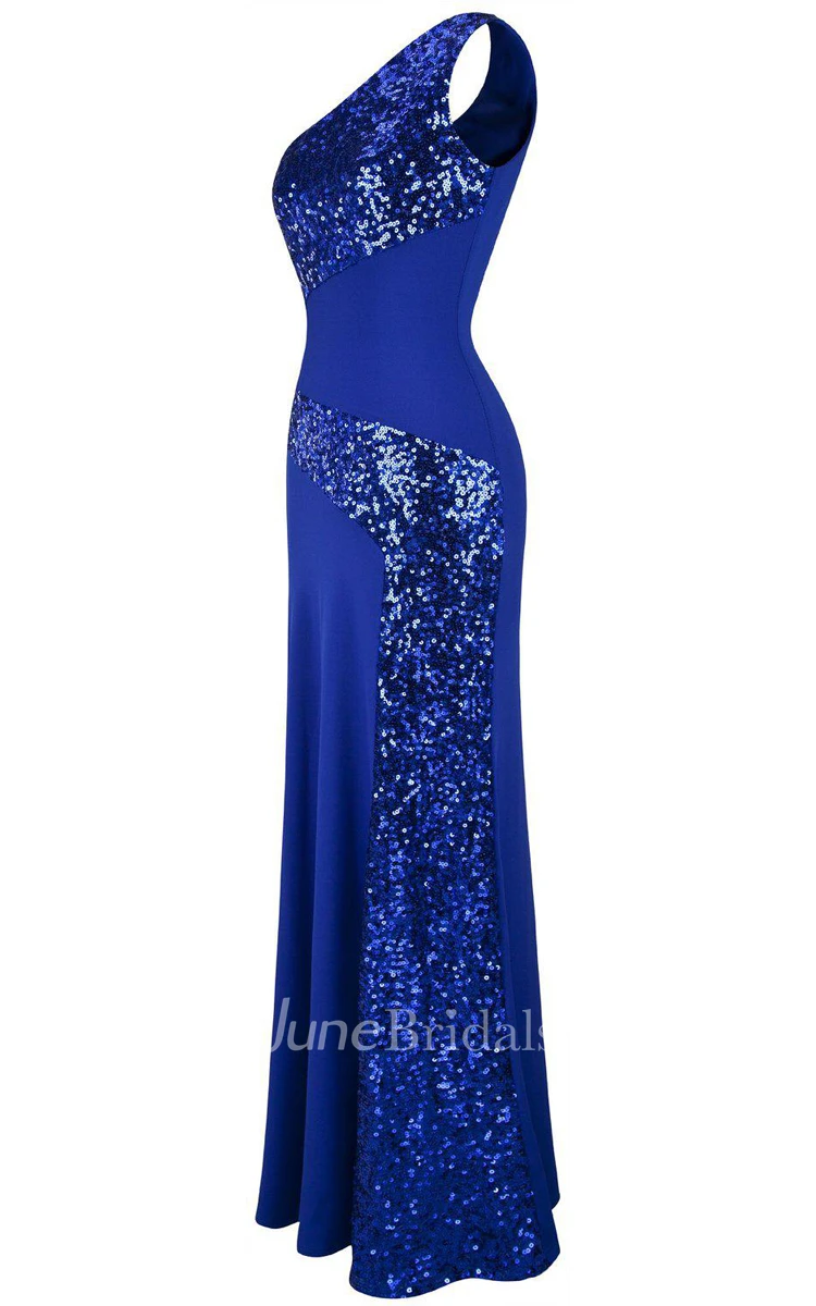 Stunning One-shoulder Chiffon Dress With Sequins