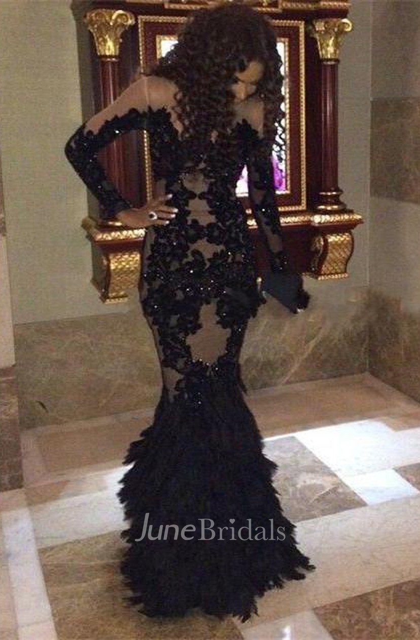 black long sleeve mermaid dress