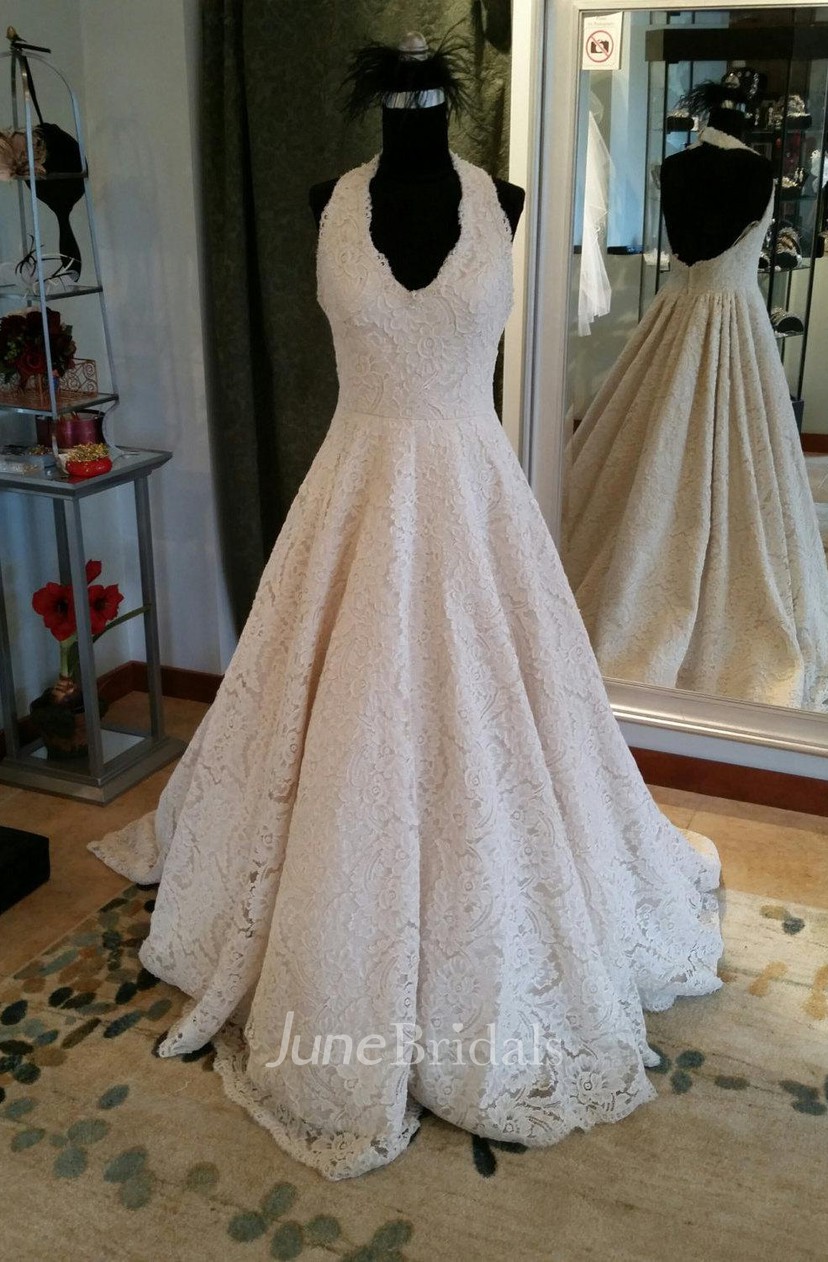 lace halter wedding dress