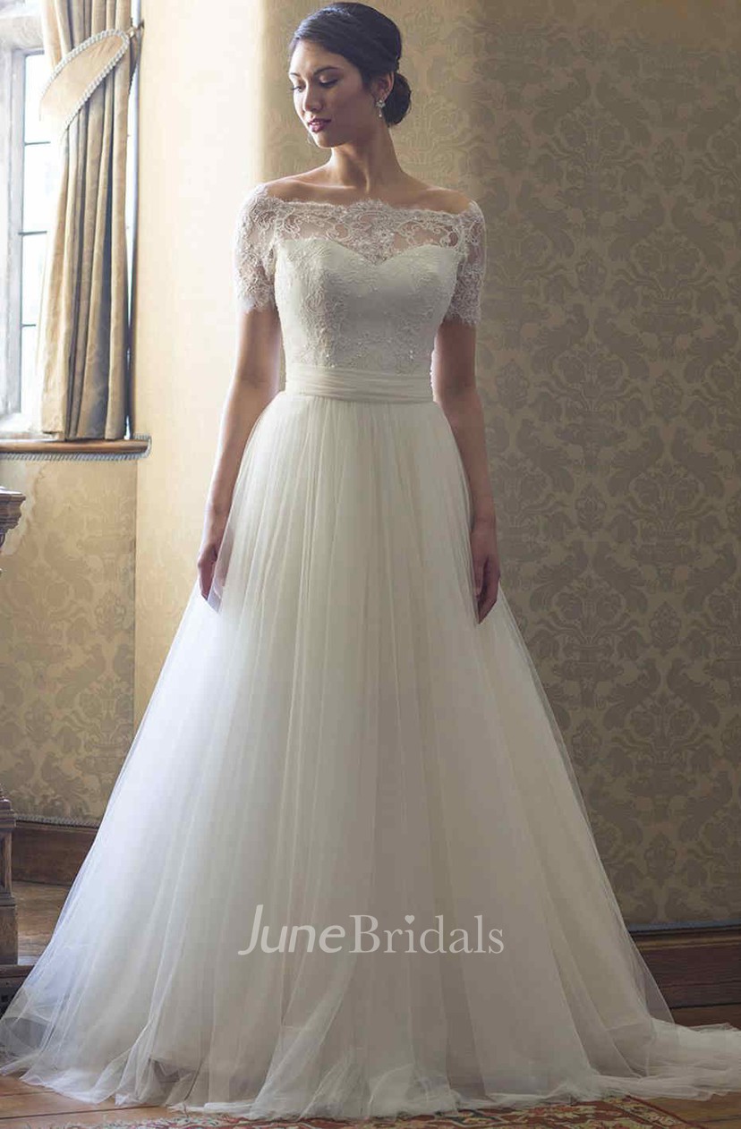a line bateau wedding dress
