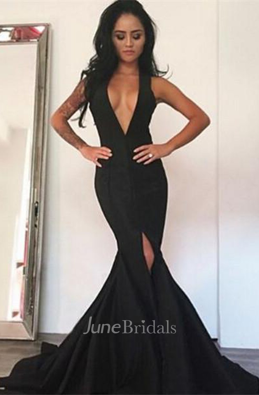 deep plunge prom dress