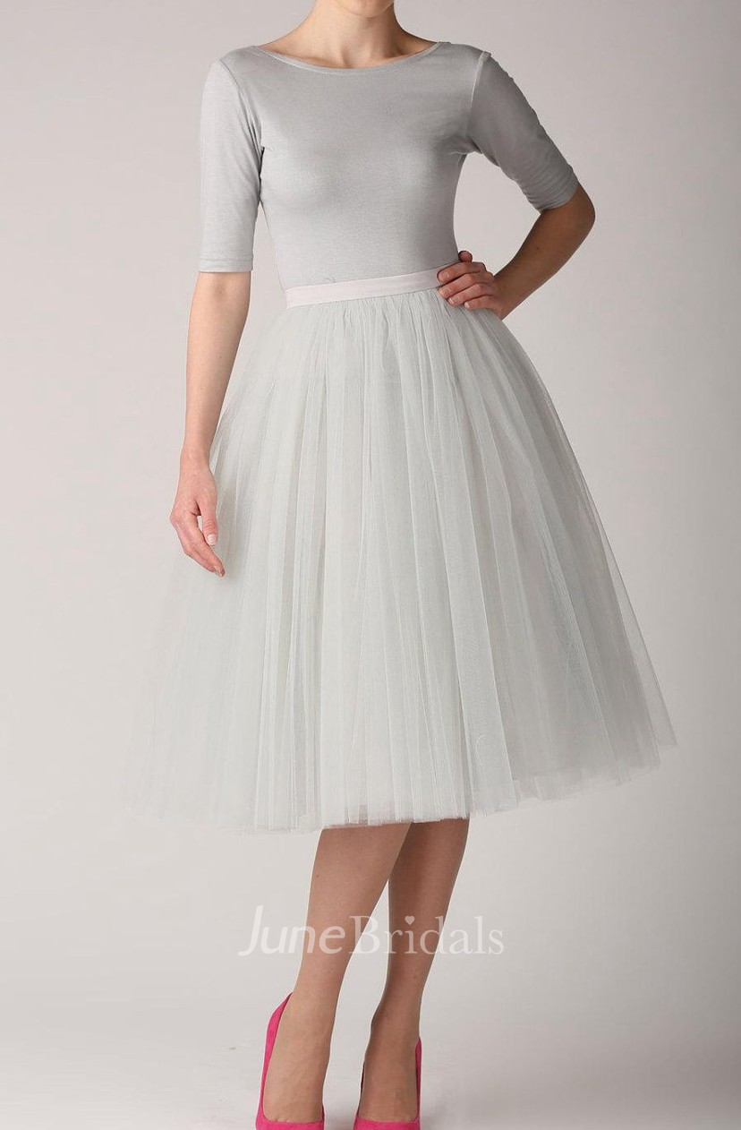 tea length dress with tulle skirt