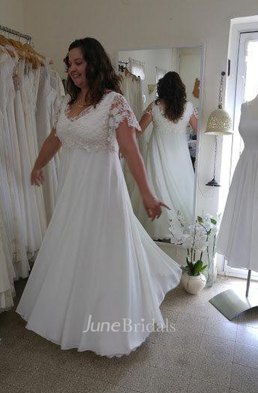 flowy short sleeve wedding dress